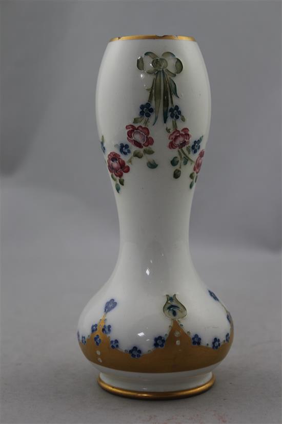 A William Moorcroft 18th century pattern double gourd shaped vase, early 20th century, 17.5cm., rim chip
